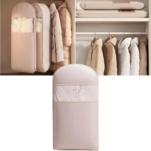 Space Saving Hanging Garment Bag with Self Compression Zipper,Space Saving Hanging Protector,Heavy Duty Garment Bag for down Coat,For Closet Storage