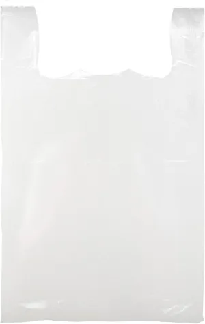 SSWBasics Large White Plastic T-Shirt Shopping Bags (Case of 500) - 18" x 8" x 30 - Perfect for Restaurant, Retail, Grocery, Takeout - Made of High Density Polyethylene Plastic (HDPE)