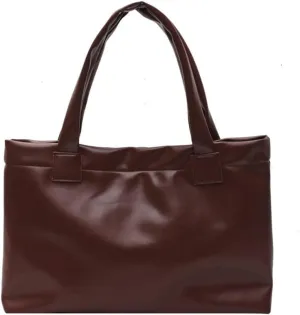 Stylish Brown Leather Handbag for Women - Casual Shoulder Bag, Top Handle Tote Purse