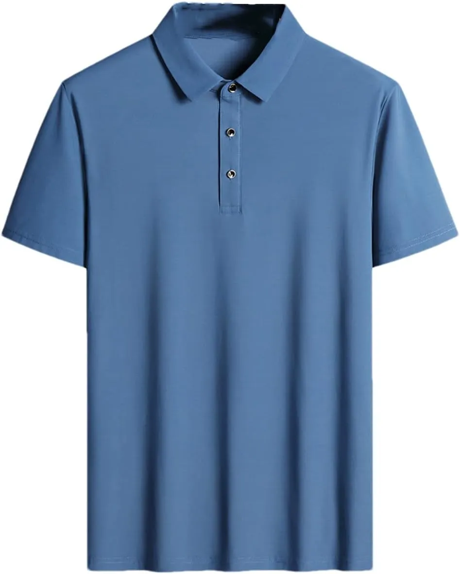 Summer Men Polo Shirt Classic Short Sleeve Tee Breathable Cooling Quick Dry Nylon Men Golf T-Shirt