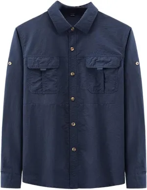 Summer Quick Dry Hiking Fishing Shirt Men Tactical Shirt Long Sleeve Military Cargo Shirt Male Hunting Climbing