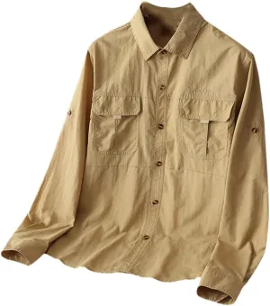 Summer Quick Dry Hiking Fishing Shirt Men Tactical Shirt Long Sleeve Military Cargo Shirt Male Hunting Climbing