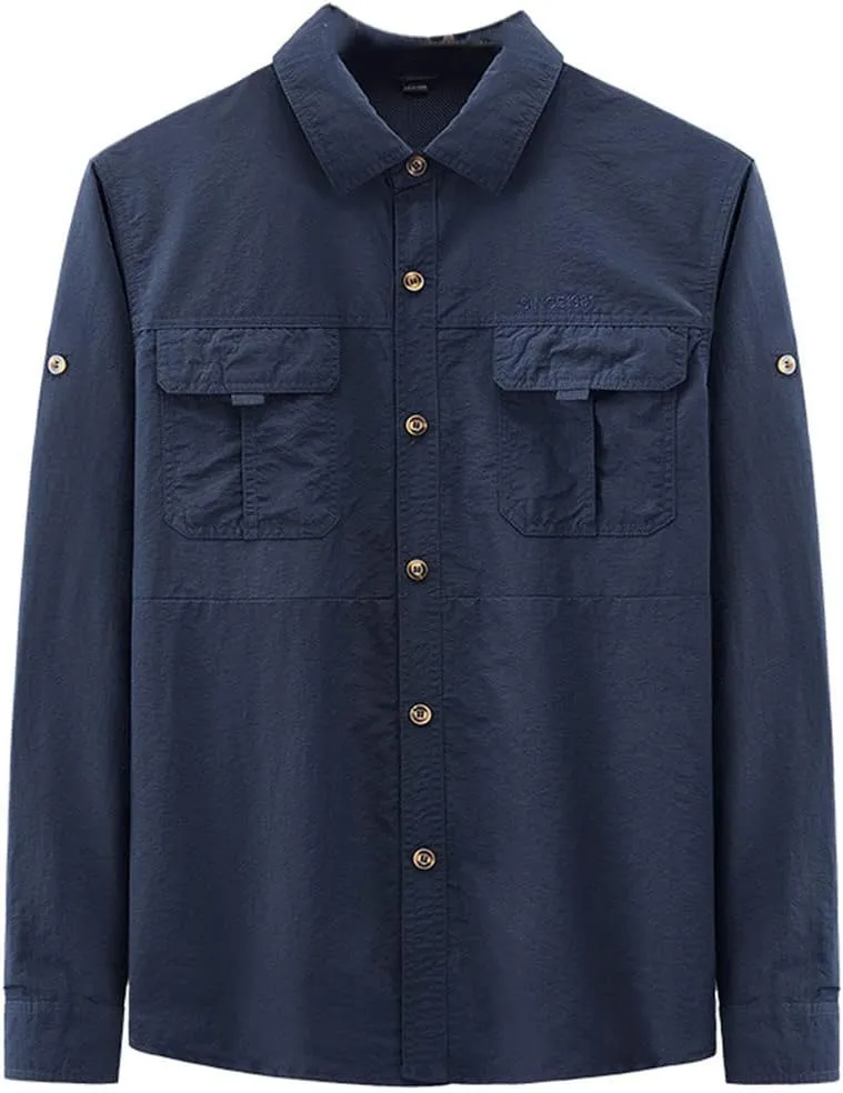 Summer Quick Dry Hiking Fishing Shirt Men Tactical Shirt Long Sleeve Military Cargo Shirt Male Hunting Climbing