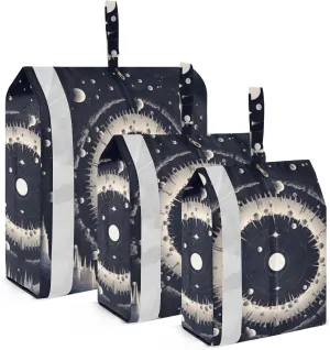 Sun and Moon Compression Packing Cubes, 3pcs Compressible Expandable Travel Packing Organizer, Travel Cubes for Suitcase Carry On