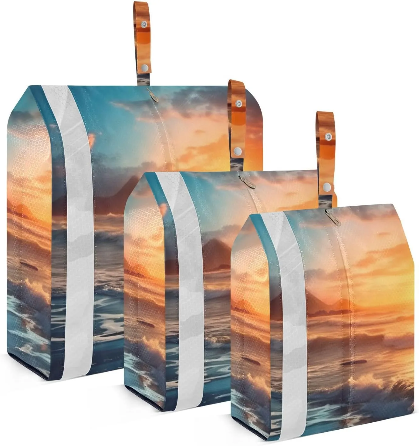 Sunset Beach Compression Packing Cubes, 3pcs Compressible Expandable Travel Packing Organizer, Travel Cubes for Suitcase Carry On