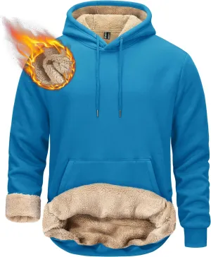 TACVASEN Men's Pullover Hoodie Thick Sherpa Lined Kangaroo Pocket Winter Windproof Warm Fleece Hoodie Athletic Sweatshirts
