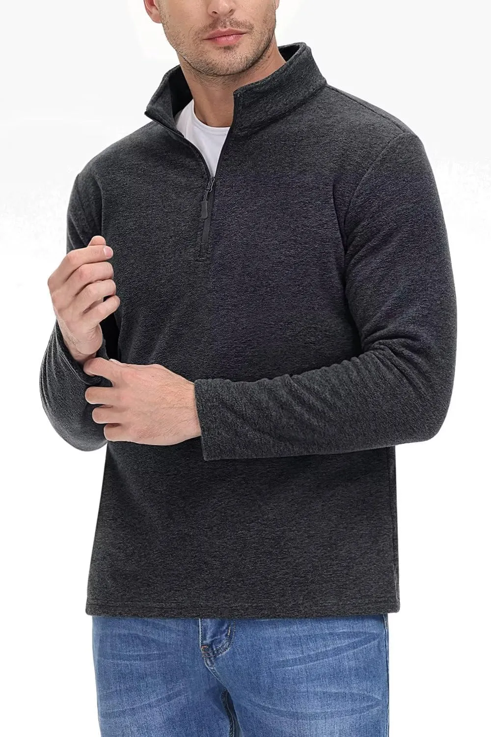 TACVASEN Mens Quarter Zip Sweatshirt Long Sleeve Pullover 1/4 Zip Up Golf Shirt for Men Winter Fleece Lined Thermal Sweater