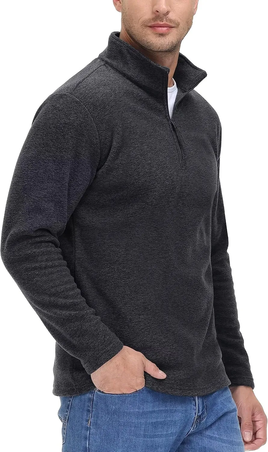 TACVASEN Mens Quarter Zip Sweatshirt Long Sleeve Pullover 1/4 Zip Up Golf Shirt for Men Winter Fleece Lined Thermal Sweater