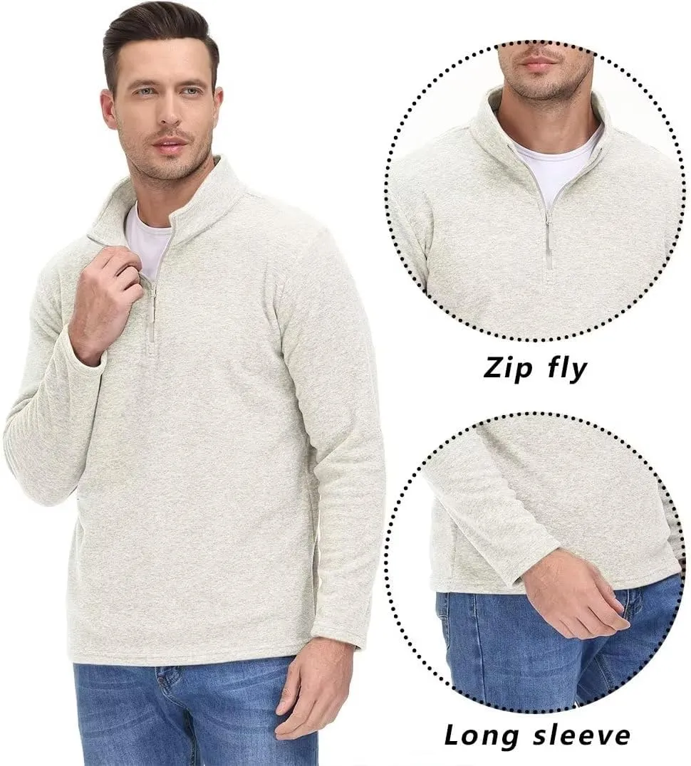 TACVASEN Mens Quarter Zip Sweatshirt Long Sleeve Pullover 1/4 Zip Up Golf Shirt for Men Winter Fleece Lined Thermal Sweater