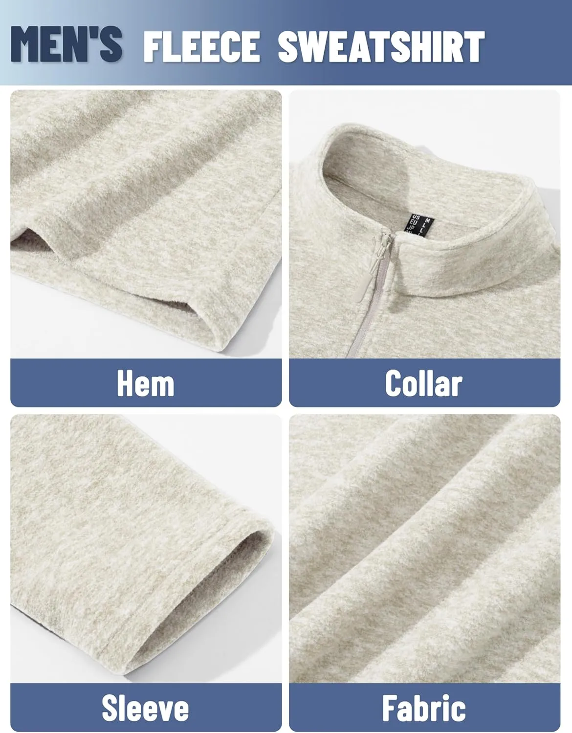 TACVASEN Mens Quarter Zip Sweatshirt Long Sleeve Pullover 1/4 Zip Up Golf Shirt for Men Winter Fleece Lined Thermal Sweater