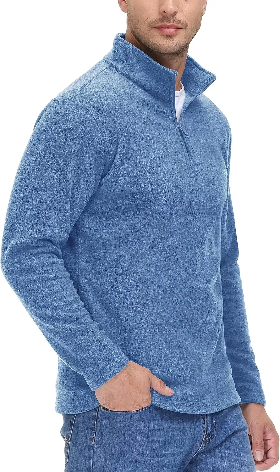 TACVASEN Mens Quarter Zip Sweatshirt Long Sleeve Pullover 1/4 Zip Up Golf Shirt for Men Winter Fleece Lined Thermal Sweater