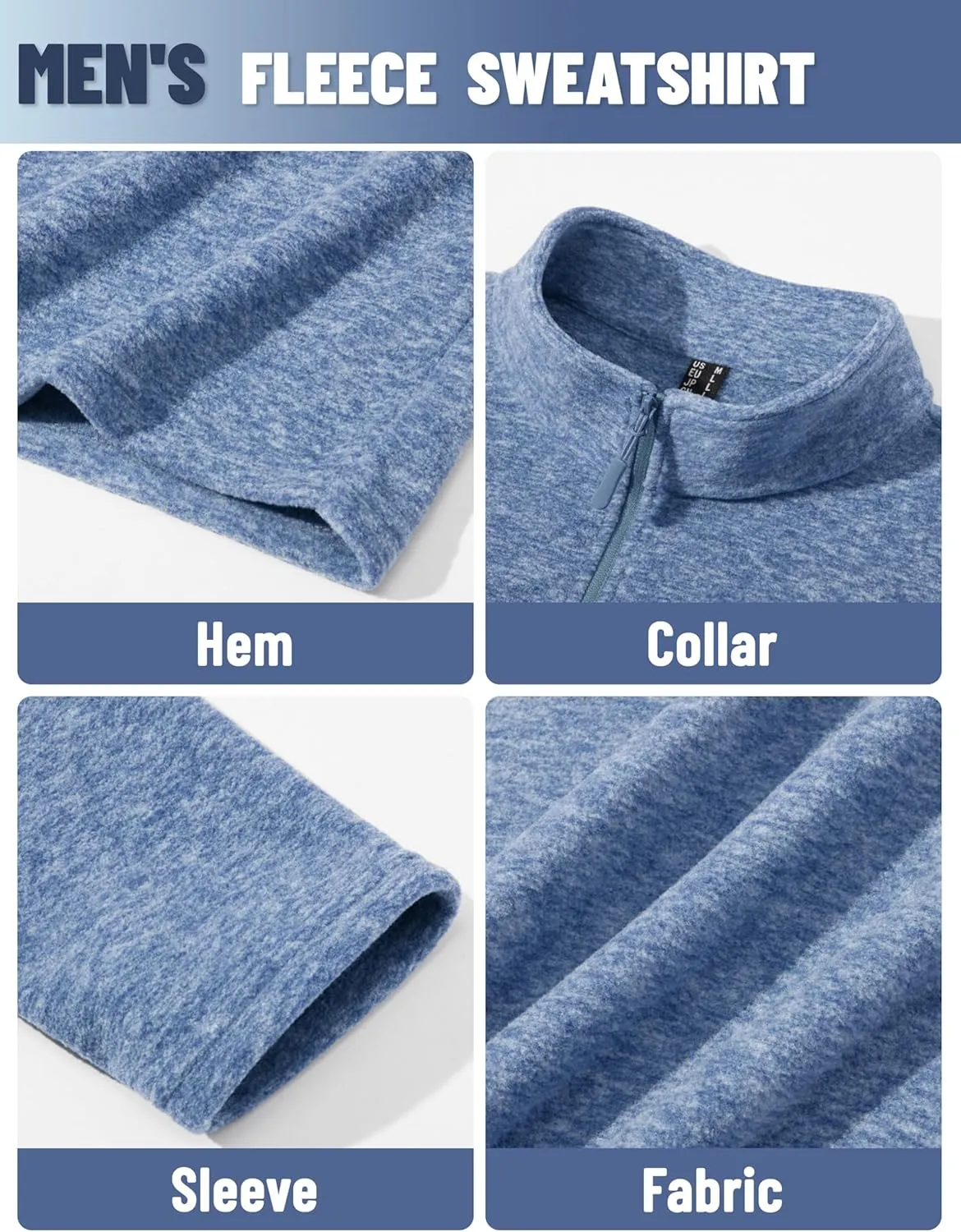 TACVASEN Mens Quarter Zip Sweatshirt Long Sleeve Pullover 1/4 Zip Up Golf Shirt for Men Winter Fleece Lined Thermal Sweater