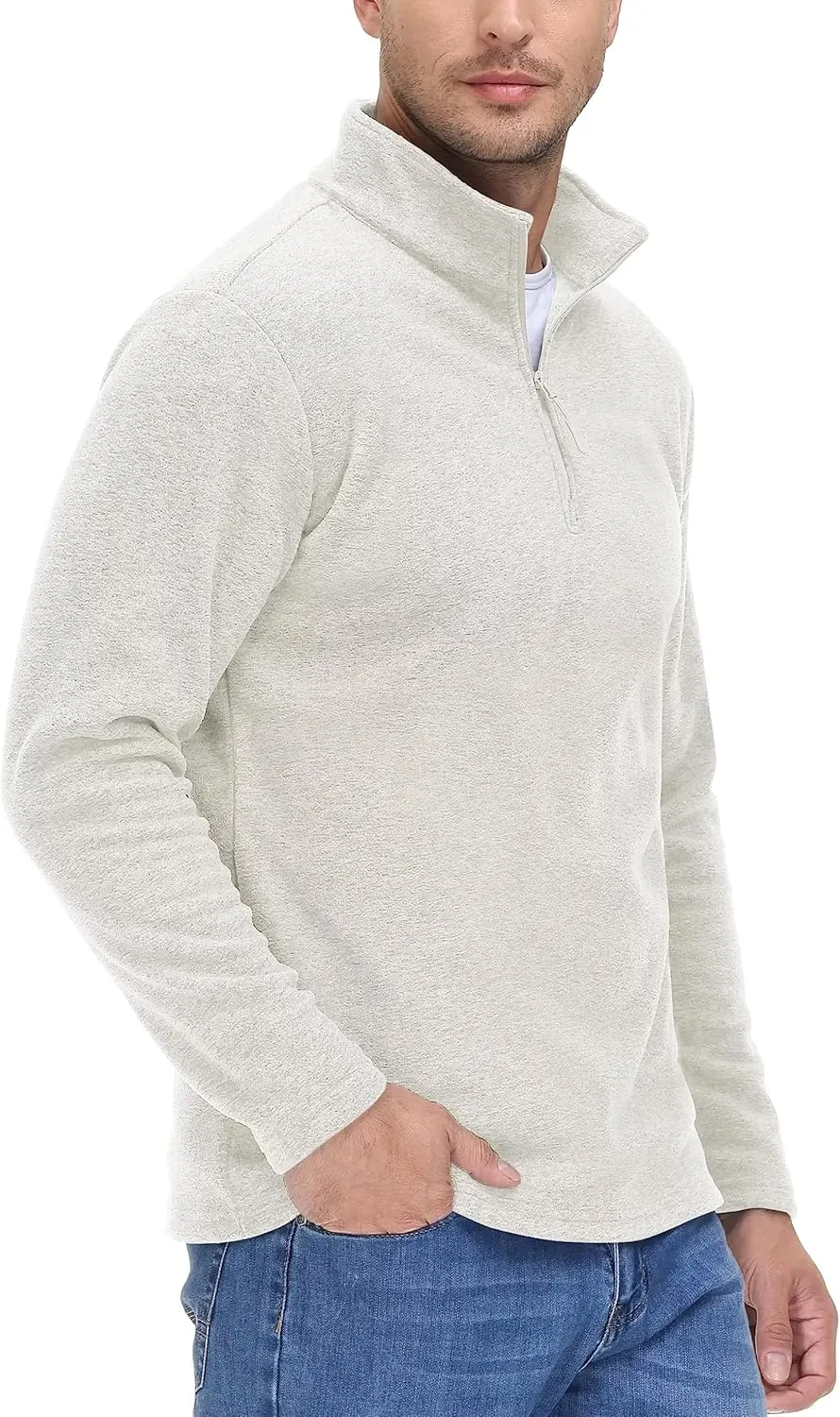 TACVASEN Mens Quarter Zip Sweatshirt Long Sleeve Pullover 1/4 Zip Up Golf Shirt for Men Winter Fleece Lined Thermal Sweater