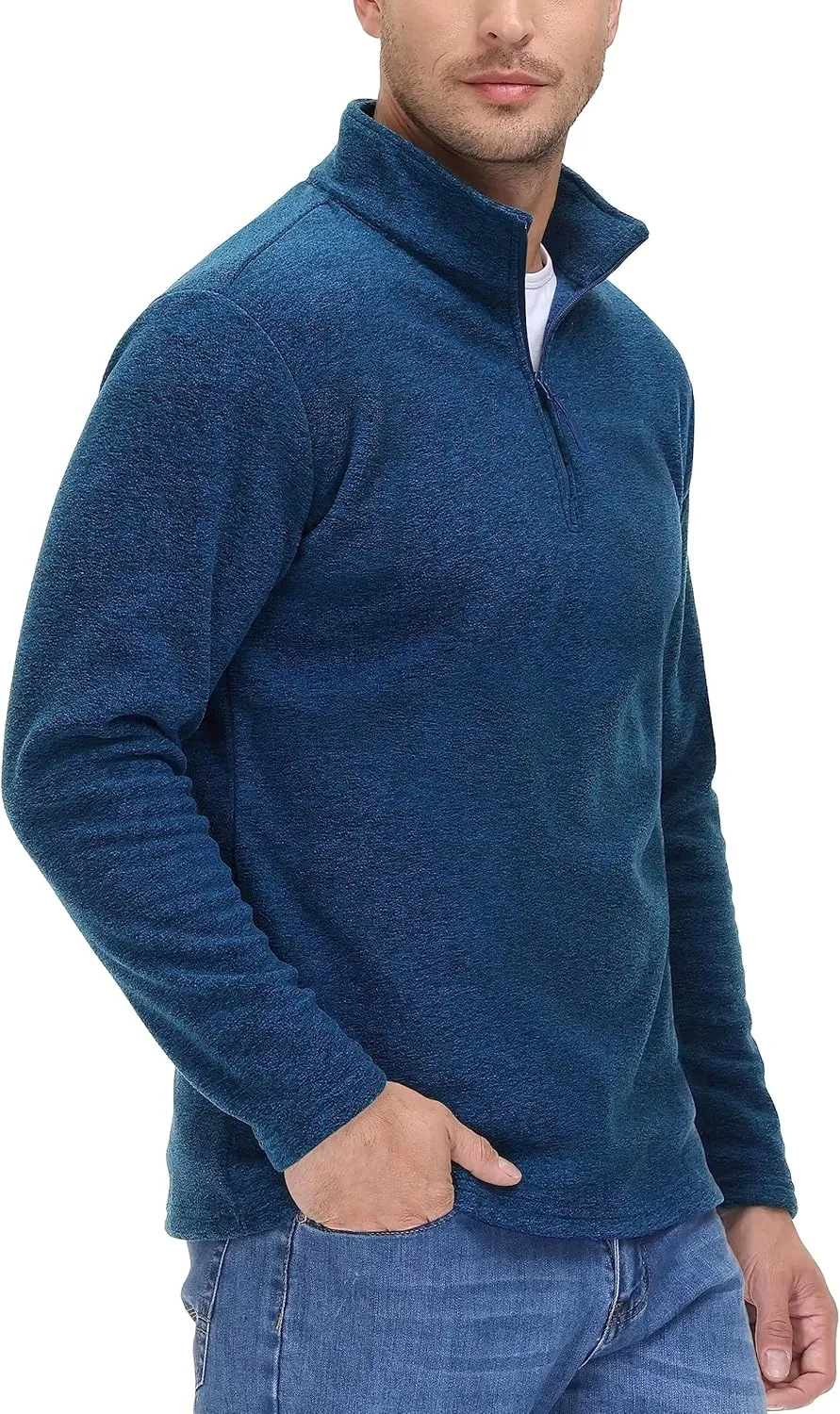 TACVASEN Mens Quarter Zip Sweatshirt Long Sleeve Pullover 1/4 Zip Up Golf Shirt for Men Winter Fleece Lined Thermal Sweater