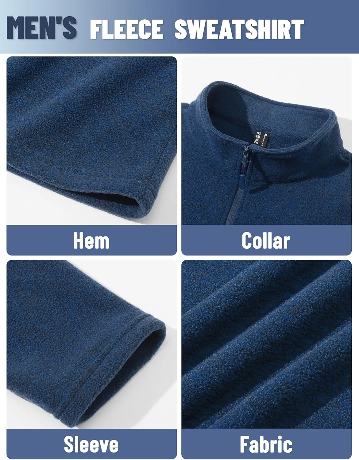 TACVASEN Mens Quarter Zip Sweatshirt Long Sleeve Pullover 1/4 Zip Up Golf Shirt for Men Winter Fleece Lined Thermal Sweater