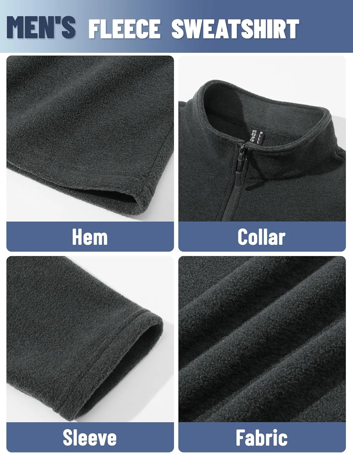TACVASEN Mens Quarter Zip Sweatshirt Long Sleeve Pullover 1/4 Zip Up Golf Shirt for Men Winter Fleece Lined Thermal Sweater