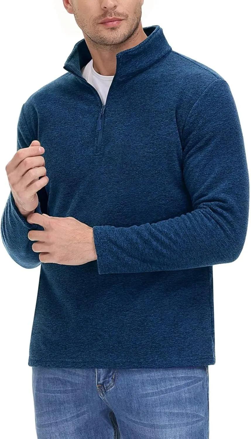 TACVASEN Mens Quarter Zip Sweatshirt Long Sleeve Pullover 1/4 Zip Up Golf Shirt for Men Winter Fleece Lined Thermal Sweater