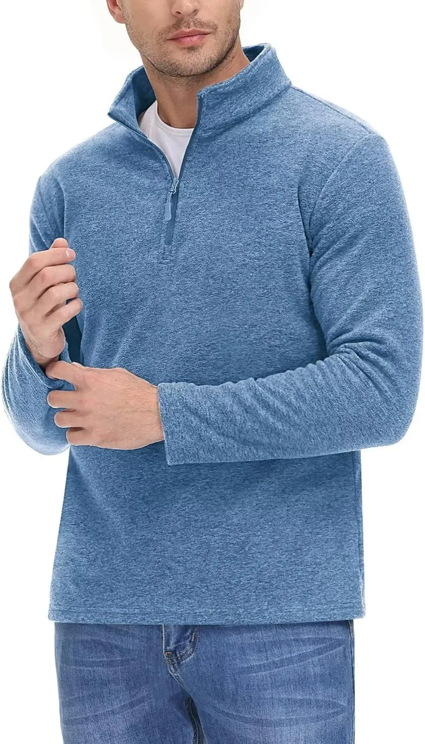 TACVASEN Mens Quarter Zip Sweatshirt Long Sleeve Pullover 1/4 Zip Up Golf Shirt for Men Winter Fleece Lined Thermal Sweater