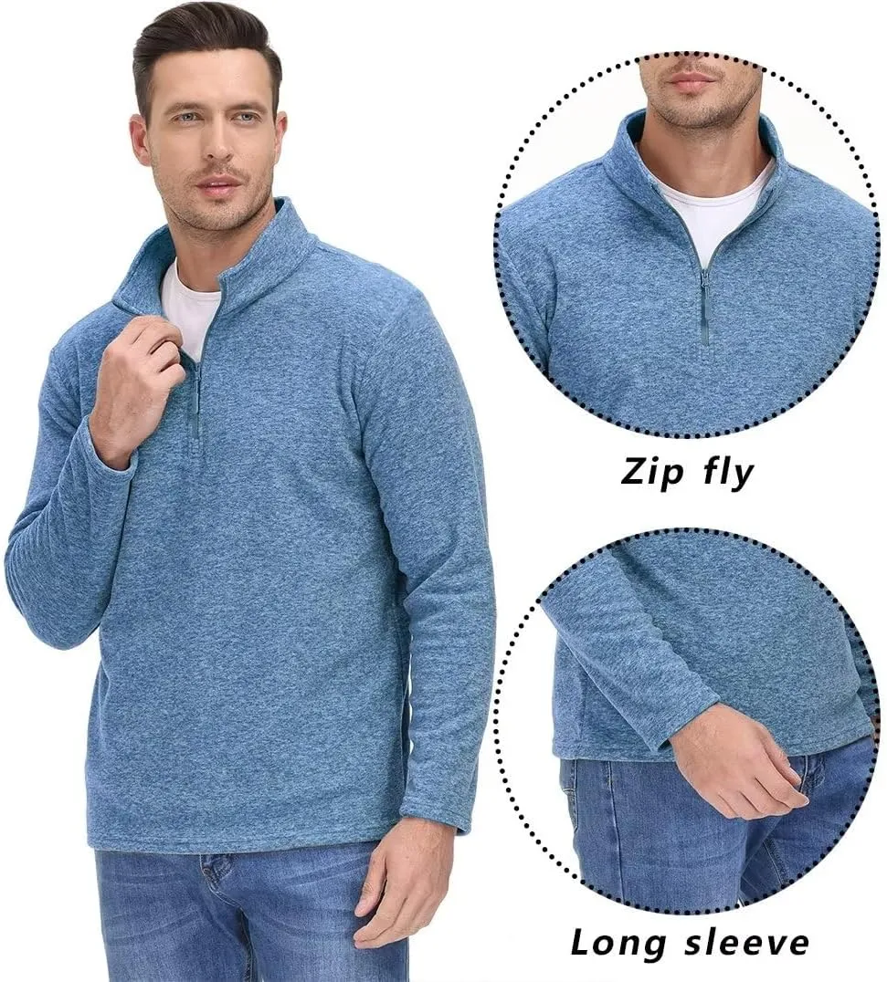 TACVASEN Mens Quarter Zip Sweatshirt Long Sleeve Pullover 1/4 Zip Up Golf Shirt for Men Winter Fleece Lined Thermal Sweater