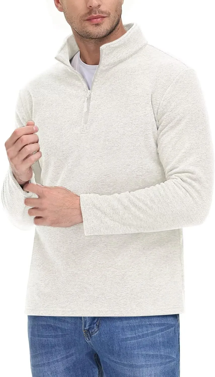 TACVASEN Mens Quarter Zip Sweatshirt Long Sleeve Pullover 1/4 Zip Up Golf Shirt for Men Winter Fleece Lined Thermal Sweater