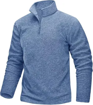 TACVASEN Mens Quarter Zip Sweatshirt Long Sleeve Pullover 1/4 Zip Up Golf Shirt for Men Winter Fleece Lined Thermal Sweater