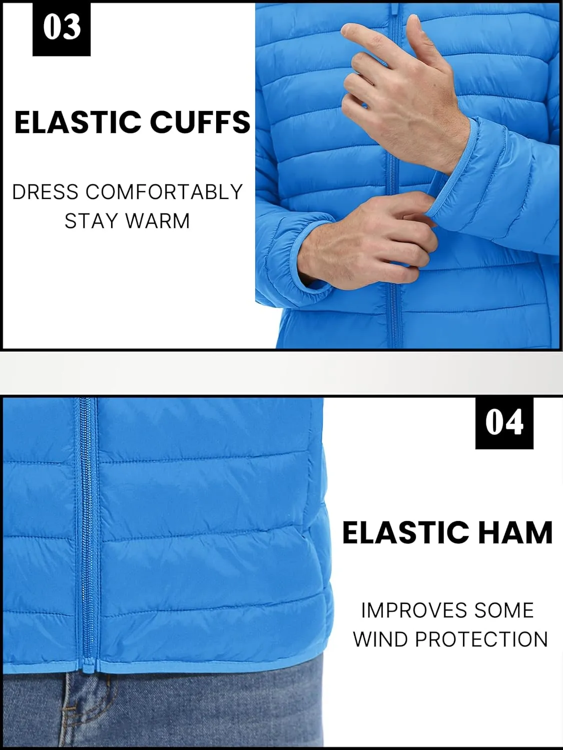 TACVASEN Puffer Jacket for Men Winter Warm Winter Lightweight Coat Water Repellent Windproof Insulated Jacket