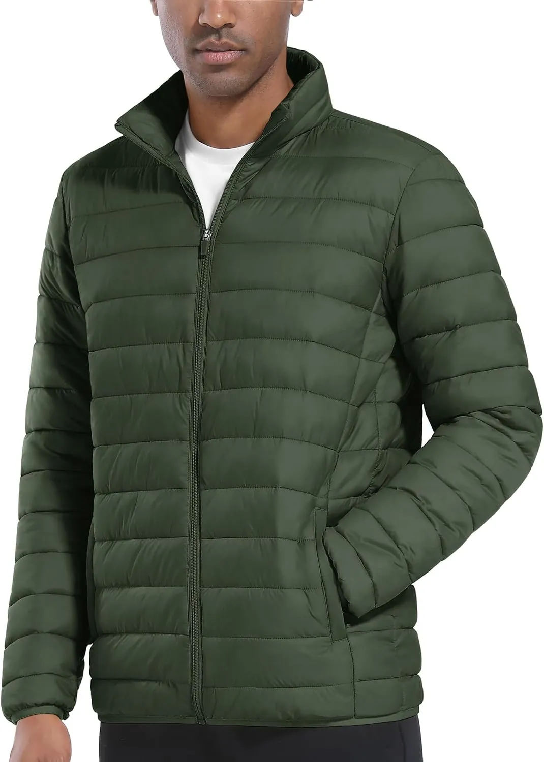 TACVASEN Puffer Jacket for Men Winter Warm Winter Lightweight Coat Water Repellent Windproof Insulated Jacket