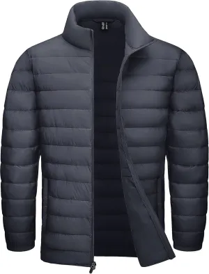 TACVASEN Puffer Jacket for Men Winter Warm Winter Lightweight Coat Water Repellent Windproof Insulated Jacket
