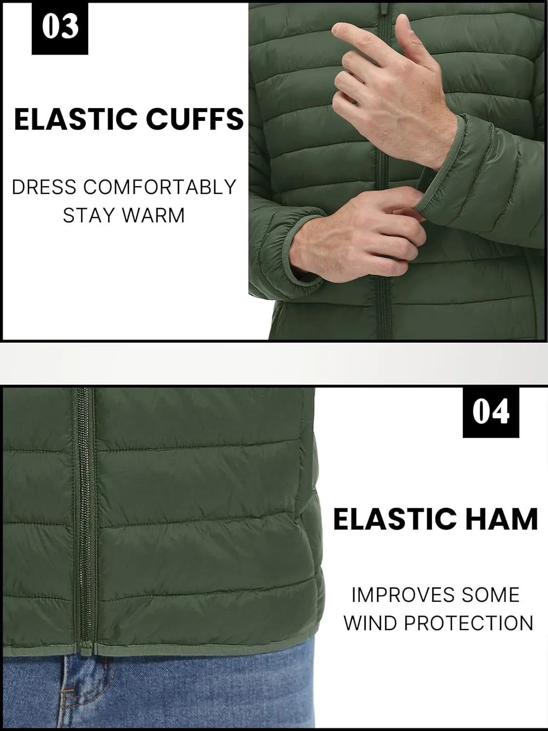 TACVASEN Puffer Jacket for Men Winter Warm Winter Lightweight Coat Water Repellent Windproof Insulated Jacket