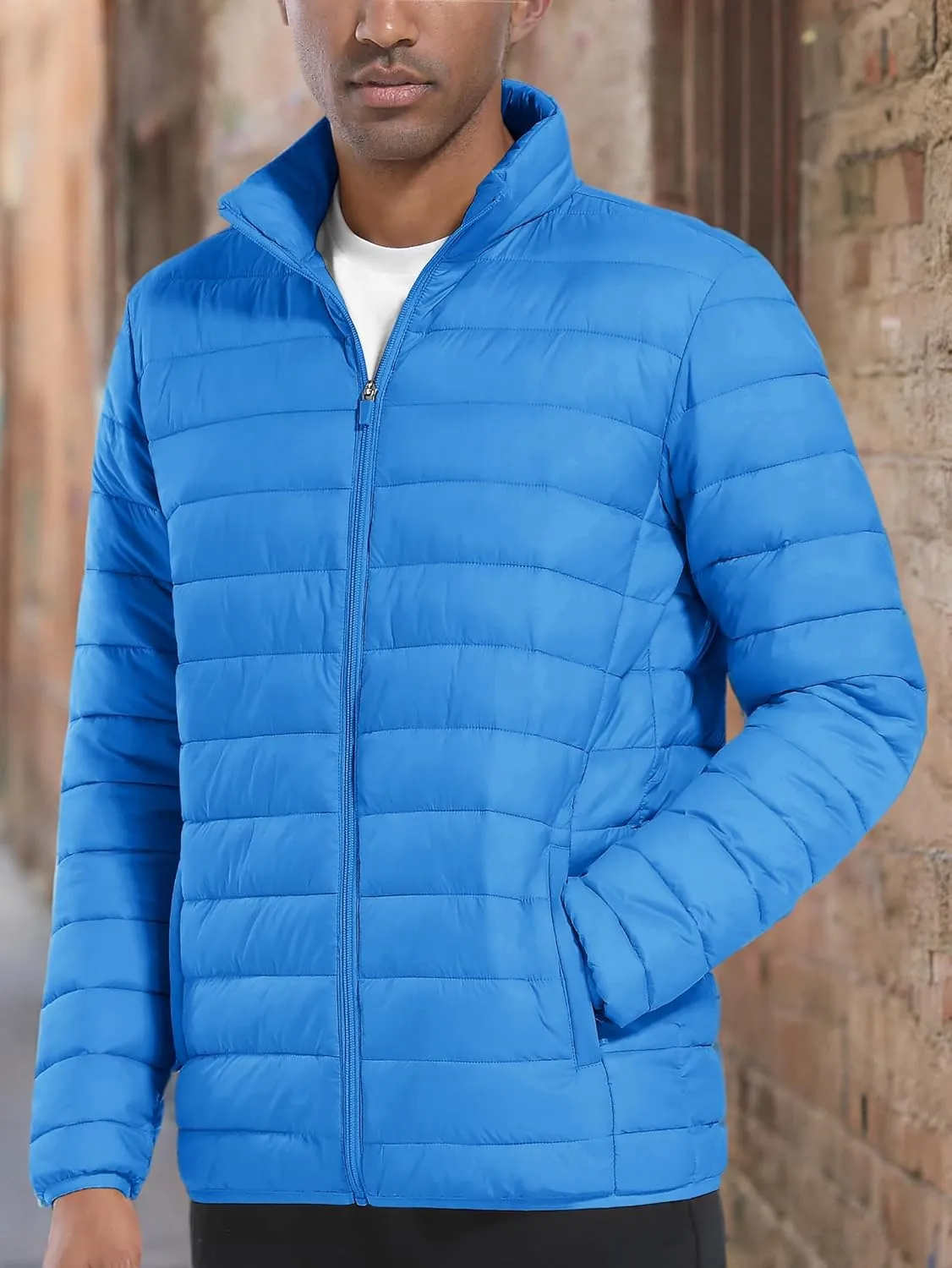 TACVASEN Puffer Jacket for Men Winter Warm Winter Lightweight Coat Water Repellent Windproof Insulated Jacket