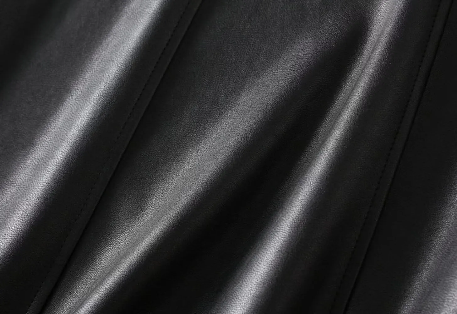 TangDao Women's Retro Faux Leather High Waist Pleated Flare Long A-line Midi Skirt