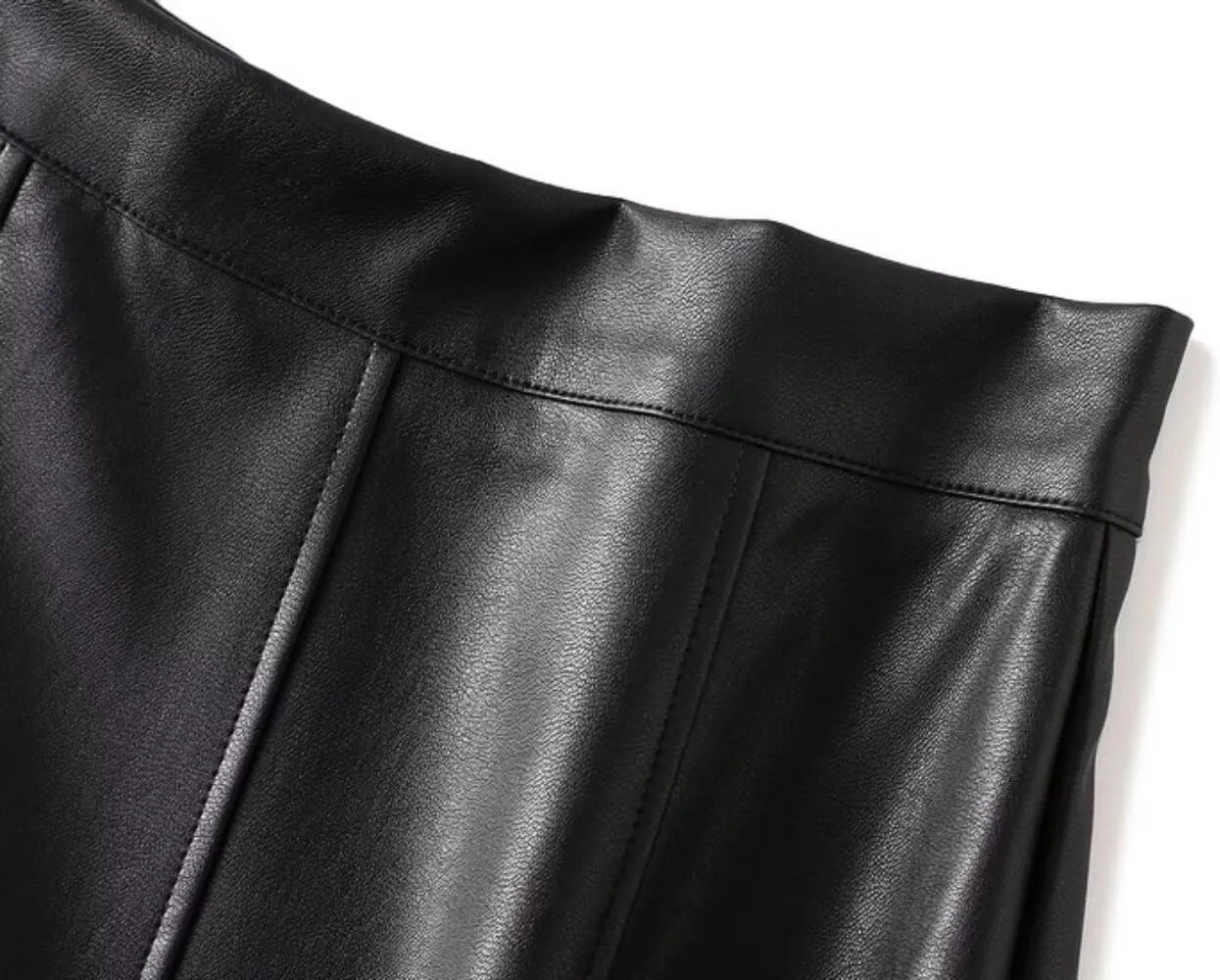 TangDao Women's Retro Faux Leather High Waist Pleated Flare Long A-line Midi Skirt