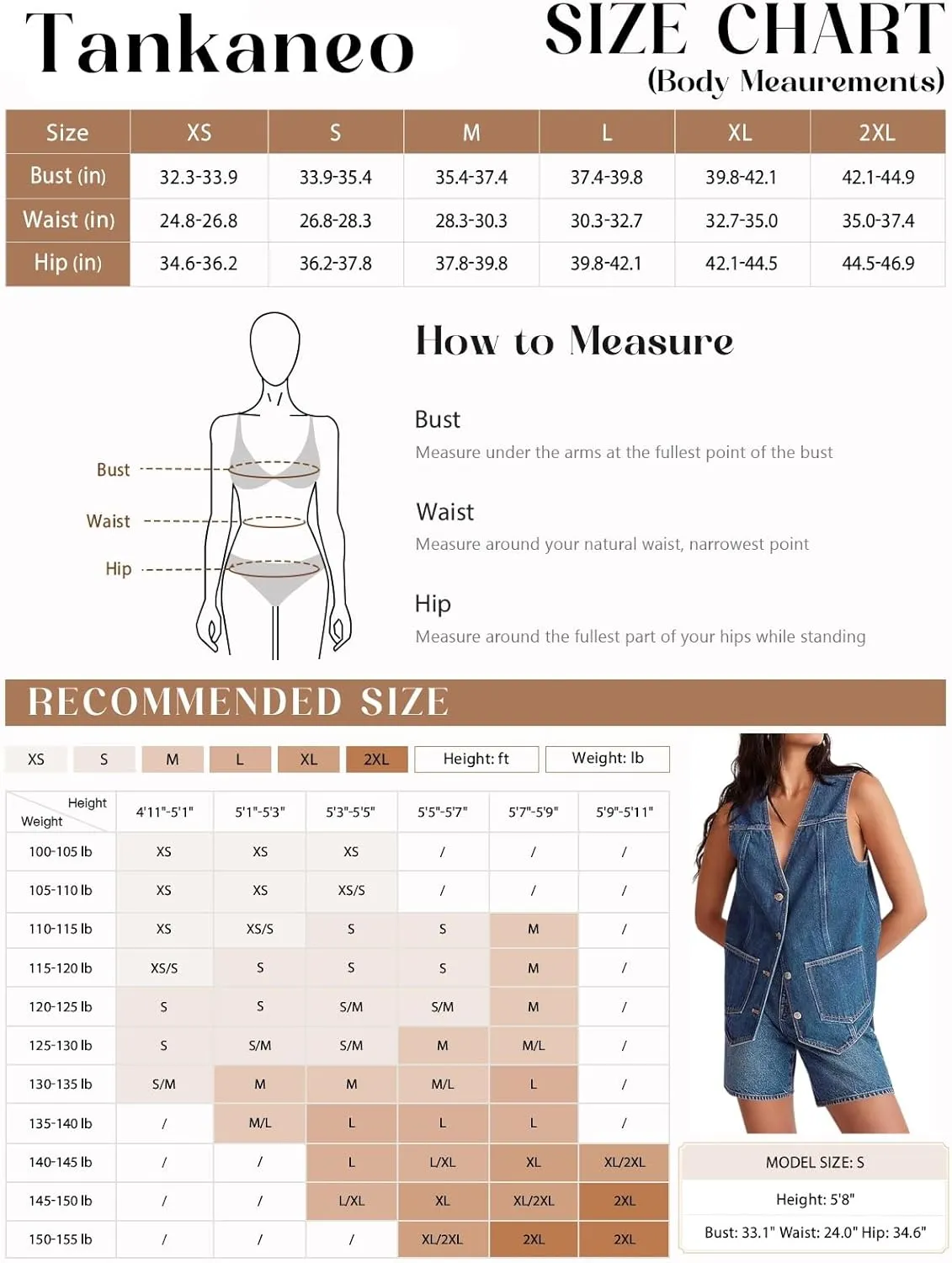 Tankaneo Denim Vest for Women Casual V Neck Button Down Sleeveless Jean Jacket