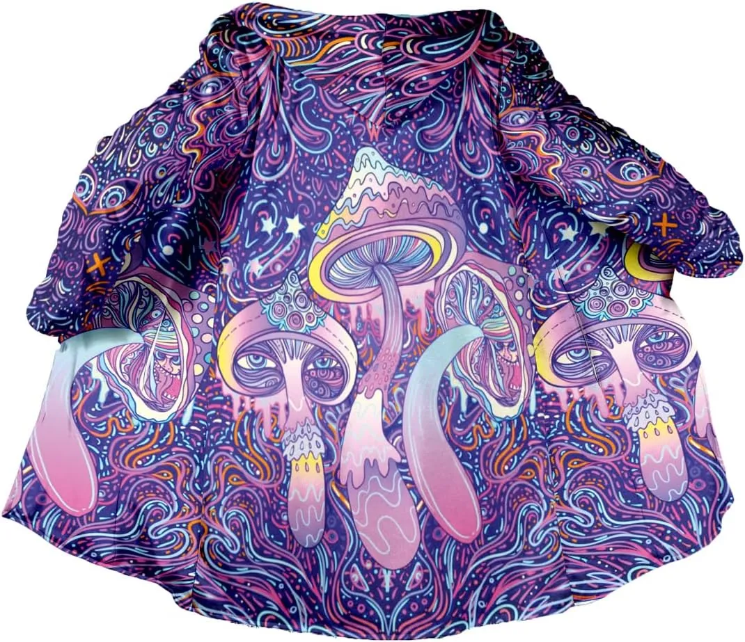 Thick Warm Hooded Cloak For Men Trippy Psychedelic Mushroom Fungus Overcoat Coat Windproof Fleece Jacket