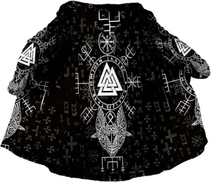 Thick Warm Hooded Cloak For Men Viking Wolf And Rave Tattoo Overcoat Windproof Fleece Jacket