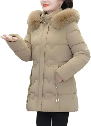 Thickened Cotton Coat Jacket Winter New Middle-aged Elderly Women's Downcotton-padded Attraction Hooded Warm Jacket