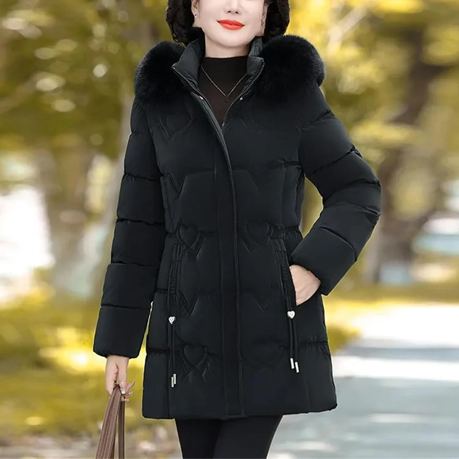 Thickened Cotton Coat Jacket Winter New Middle-aged Elderly Women's Downcotton-padded Attraction Hooded Warm Jacket