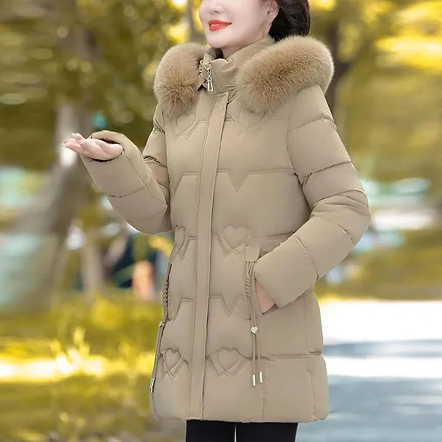 Thickened Cotton Coat Jacket Winter New Middle-aged Elderly Women's Downcotton-padded Attraction Hooded Warm Jacket
