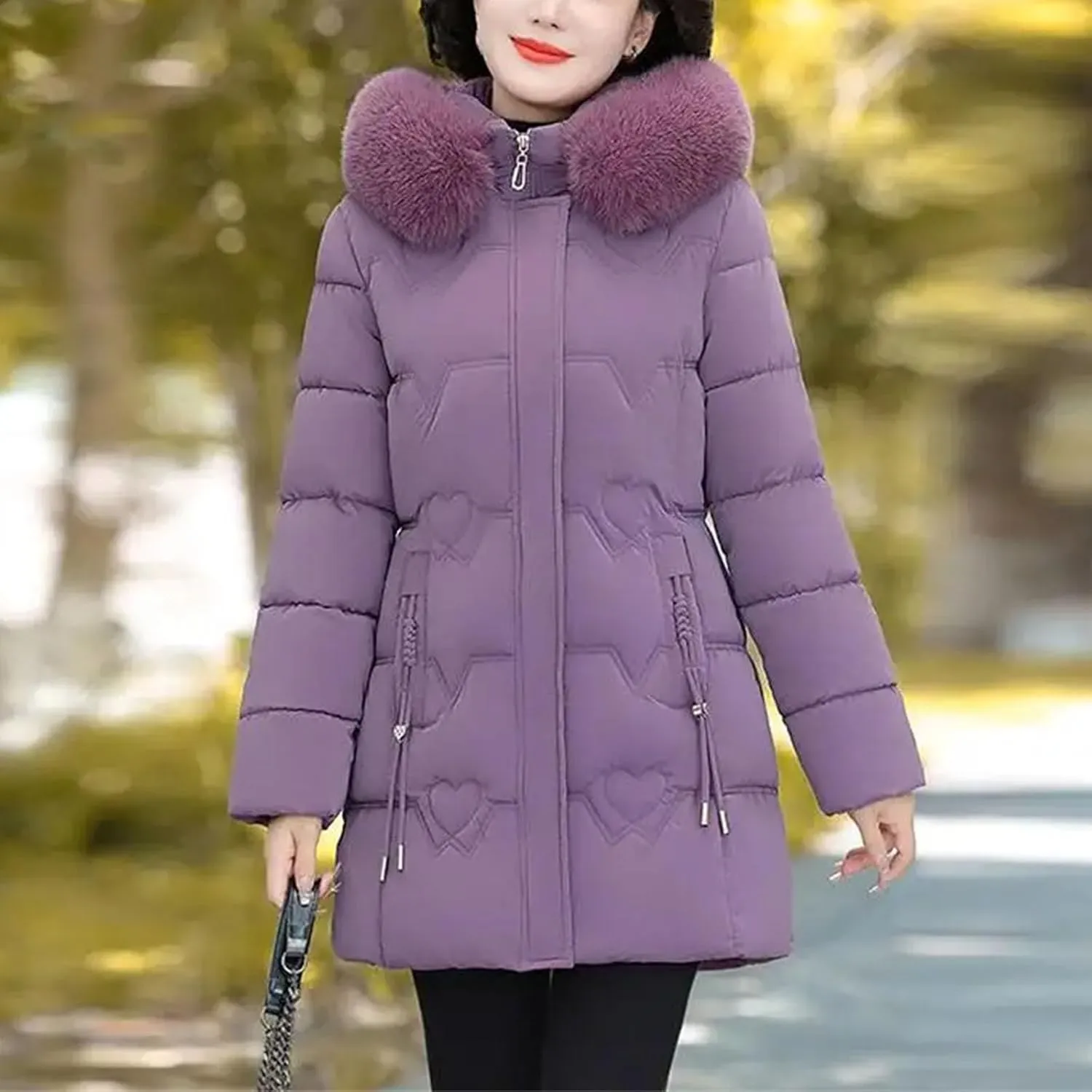 Thickened Cotton Coat Jacket Winter New Middle-aged Elderly Women's Downcotton-padded Attraction Hooded Warm Jacket