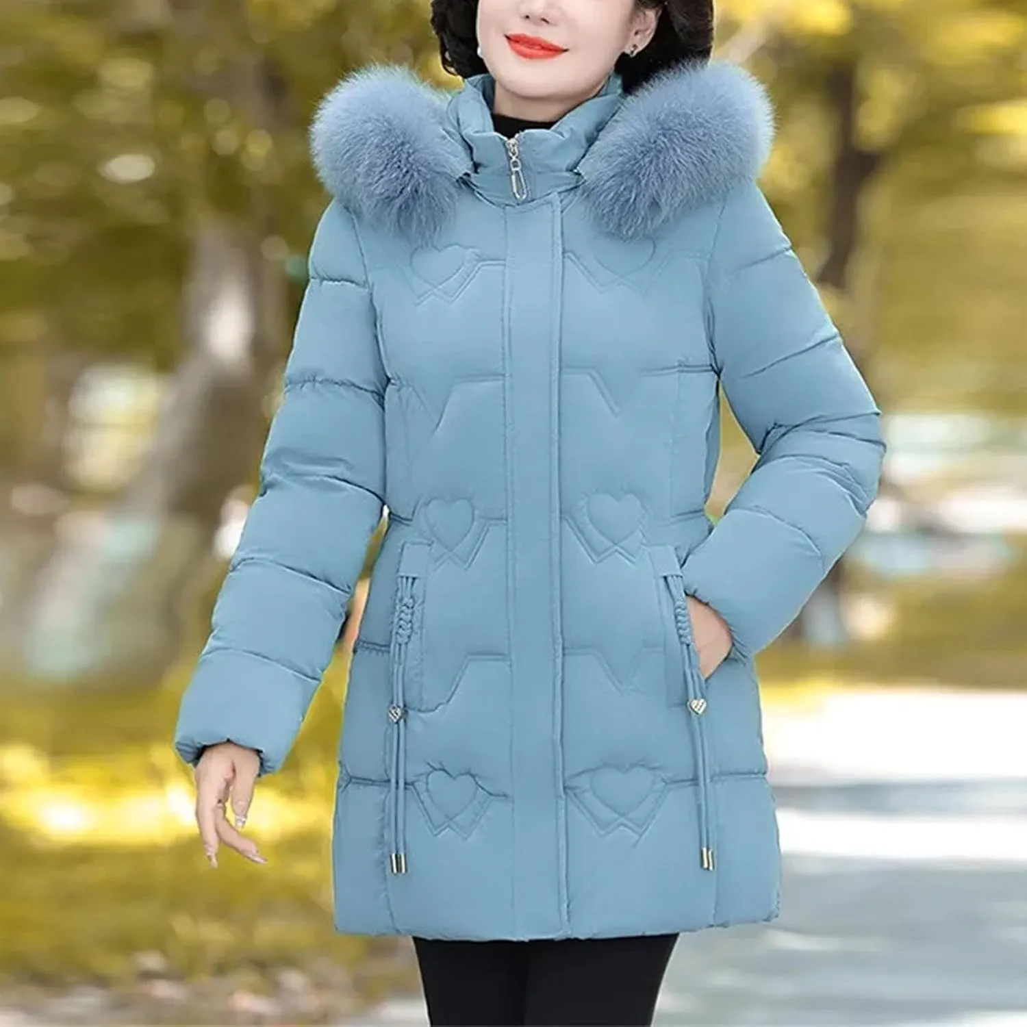 Thickened Cotton Coat Jacket Winter New Middle-aged Elderly Women's Downcotton-padded Attraction Hooded Warm Jacket