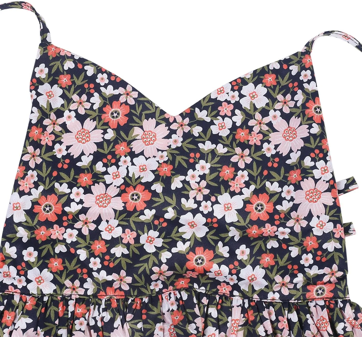 Toddler Vintage Floral Girls Strap Dress Summer Casual Cotton Tea Party Beach Sundress