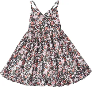 Toddler Vintage Floral Girls Strap Dress Summer Casual Cotton Tea Party Beach Sundress