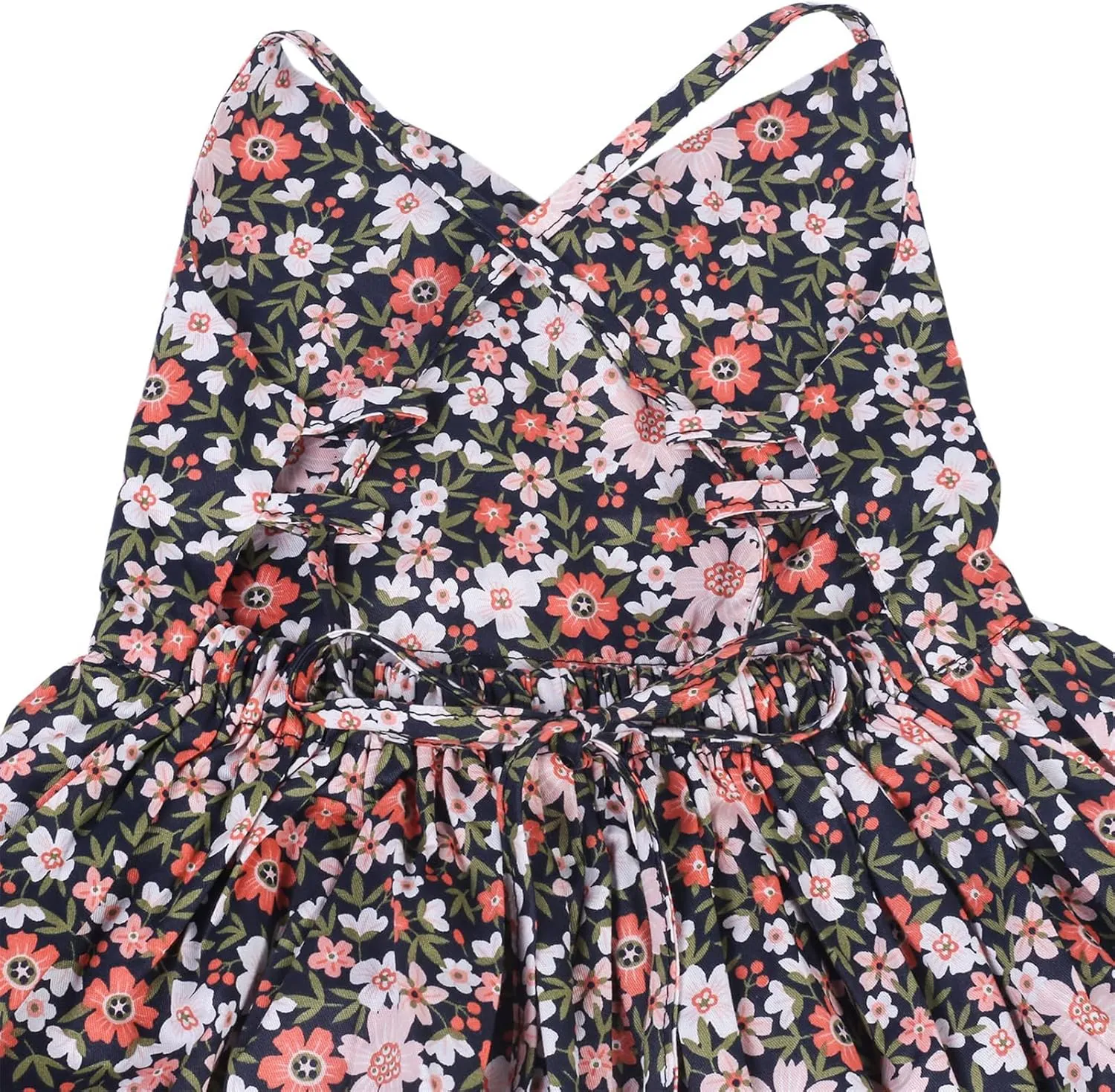 Toddler Vintage Floral Girls Strap Dress Summer Casual Cotton Tea Party Beach Sundress