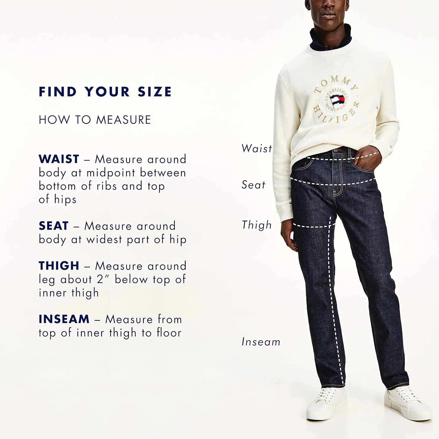 Tommy Hilfiger Mens Stretch Vintage Straight Leg Jeans