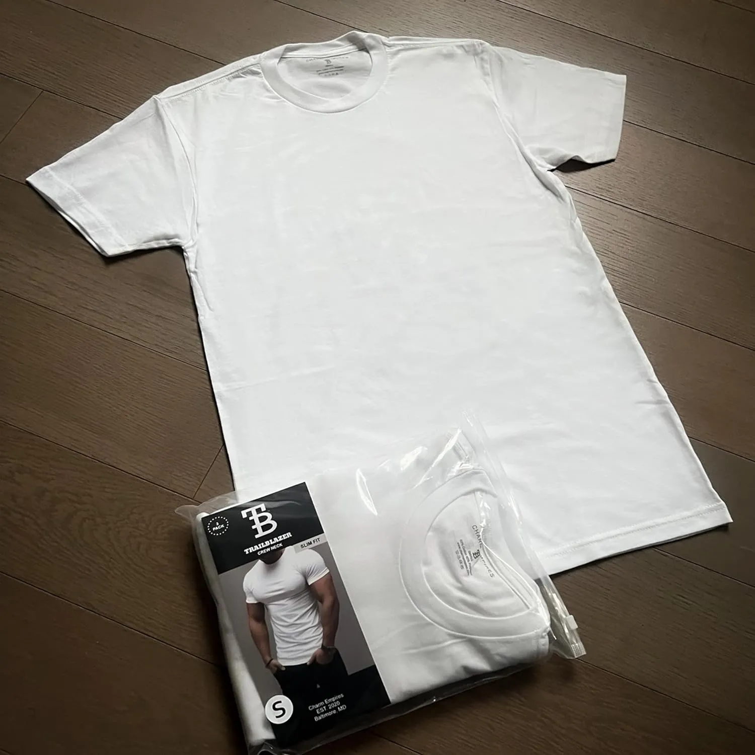 Trailblazer Slim Fit Crew Neck Undershirts (3 Pack) Moisture-Wicking, NO Shrink T-Shirt