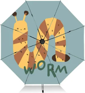 Travel Umbrella for Rain Windproof Cute bear fox worm forest animals tree mushroom cute woodland animals Automatic Cute Portable Compact Umbrella for Women Purse Backpack Car Black Sun UV Protection
