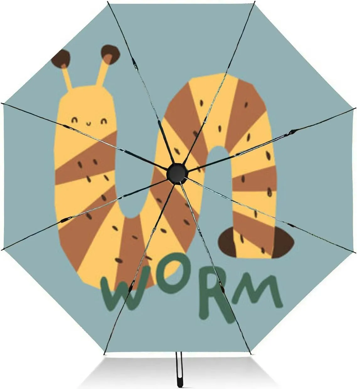 Travel Umbrella for Rain Windproof Cute bear fox worm forest animals tree mushroom cute woodland animals Automatic Cute Portable Compact Umbrella for Women Purse Backpack Car Black Sun UV Protection