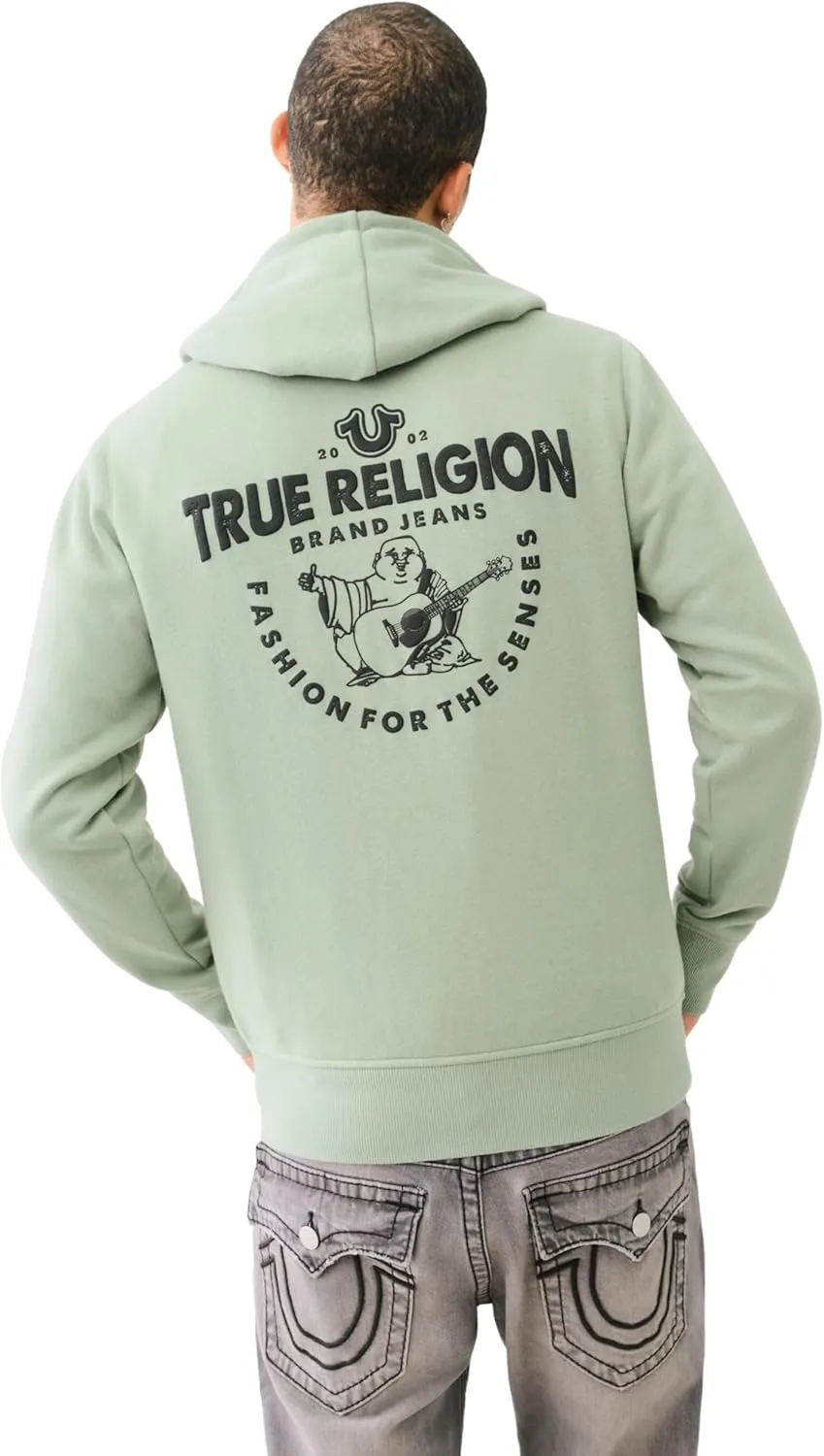 True Religion Men's RAW Exaggerated Zip ICON Hoodie