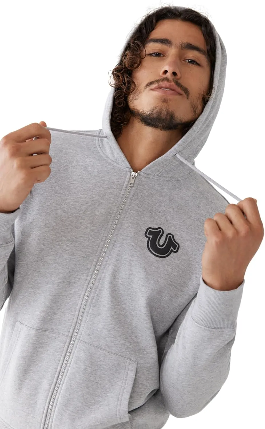 True Religion Men's RAW Exaggerated Zip ICON Hoodie
