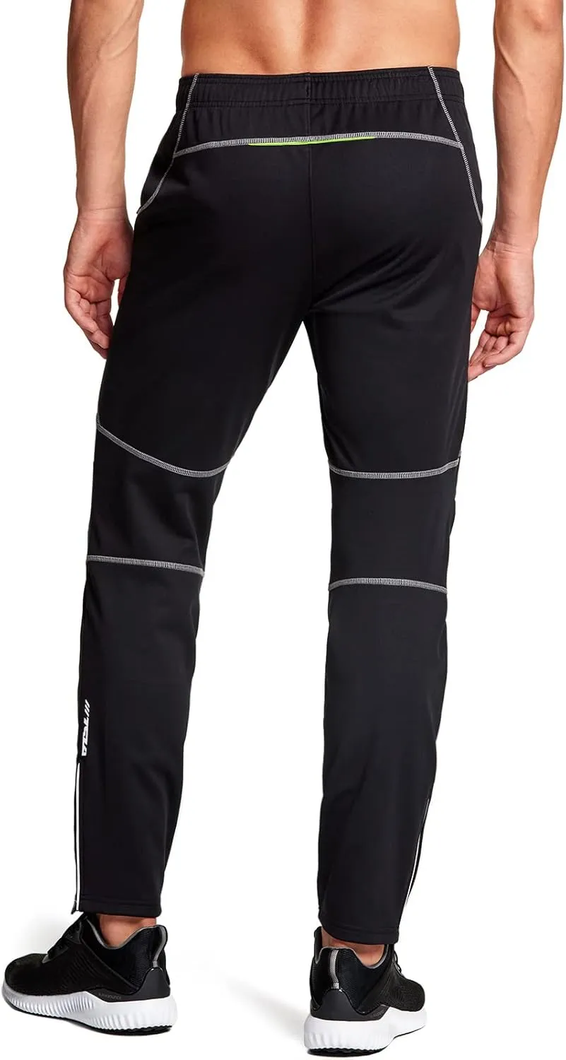 TSLA Men's Thermal Fleece Lined Cycling Pants, Windproof Winter Running Bike Pants for Cold Weather
